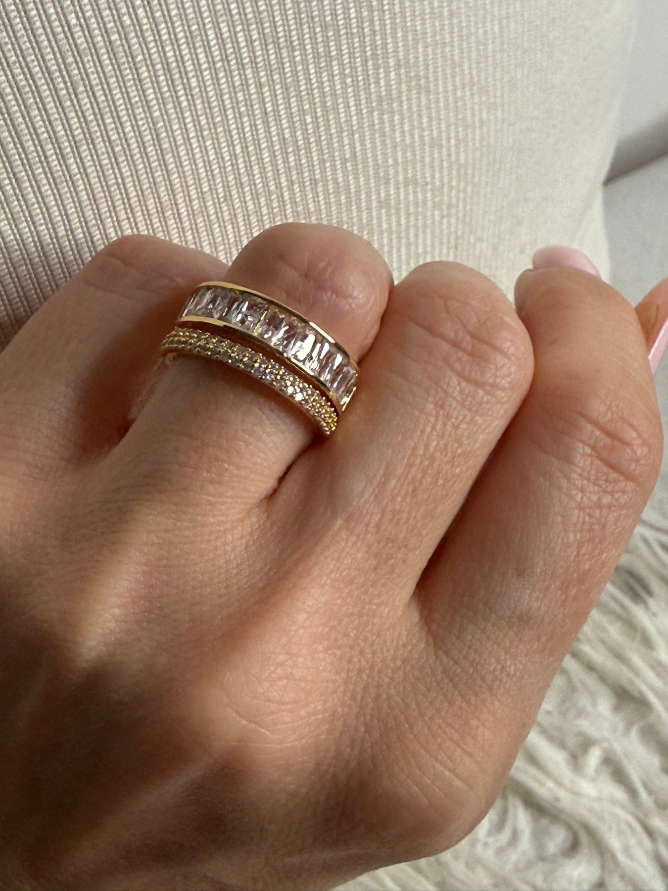 Gold double Lumière ring