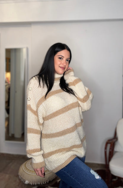 Πλεκτό Sabina εκρού(One size-έως 2XL)