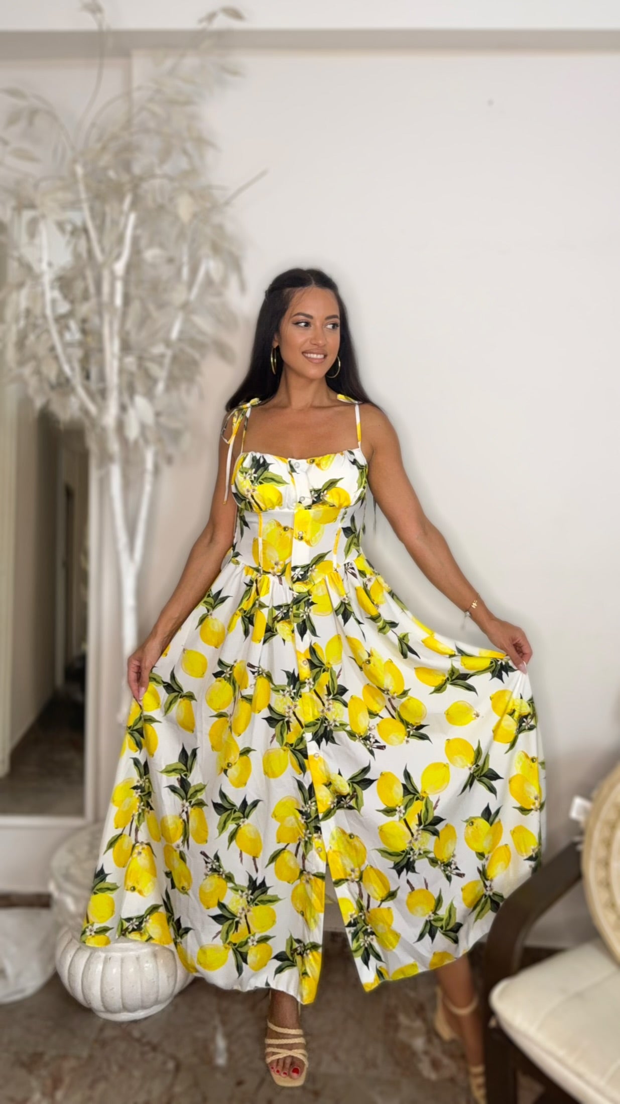 Amalfi Lemon white dress