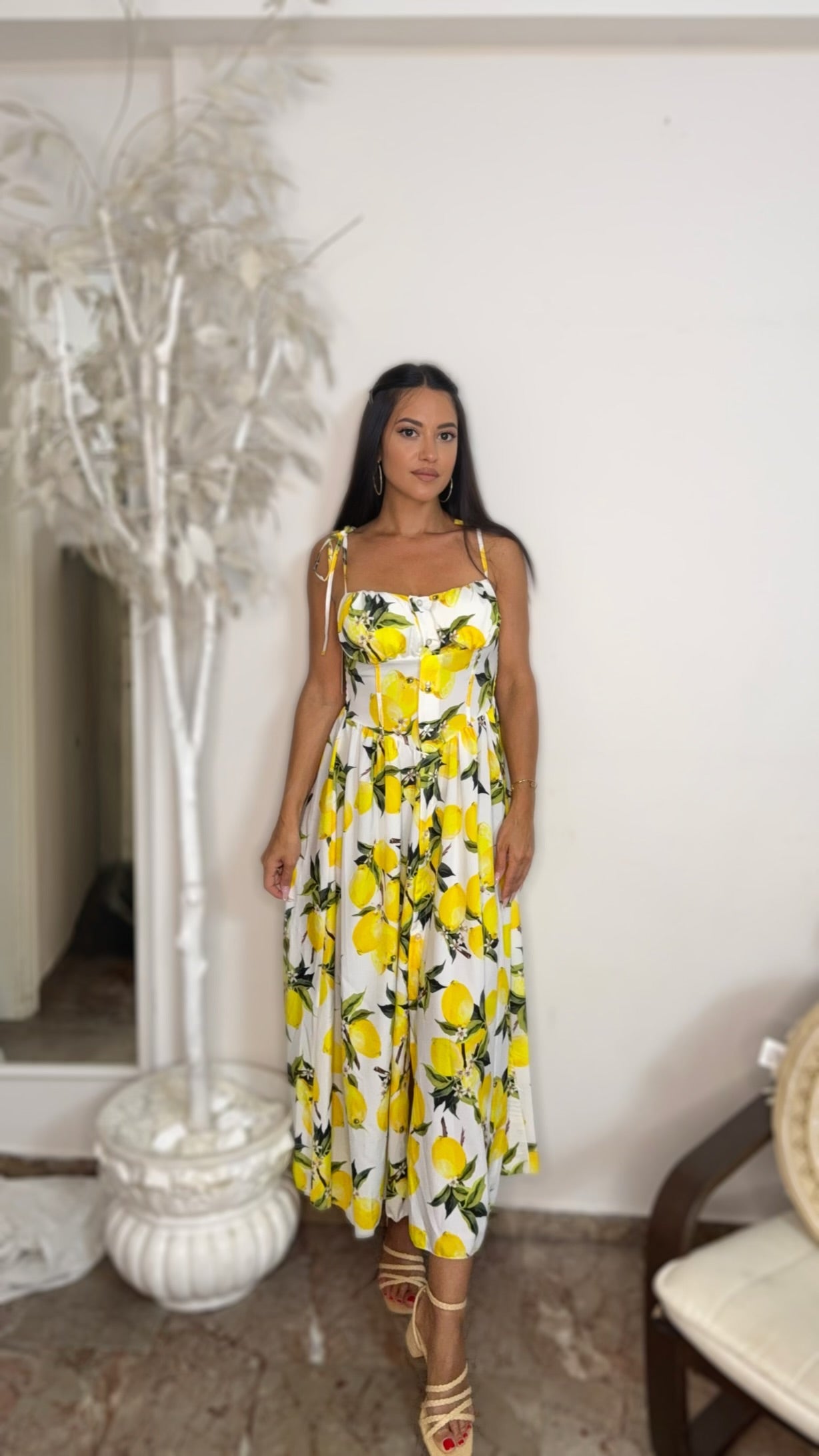 Amalfi Lemon white dress