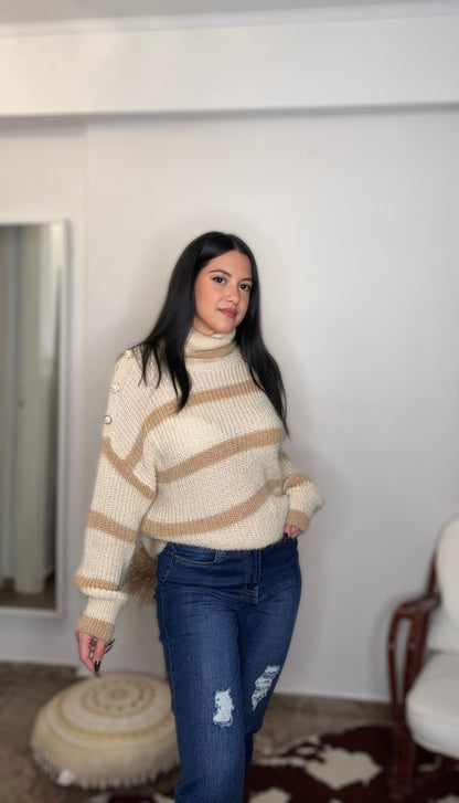 Πλεκτό Sabina εκρού(One size-έως 2XL)