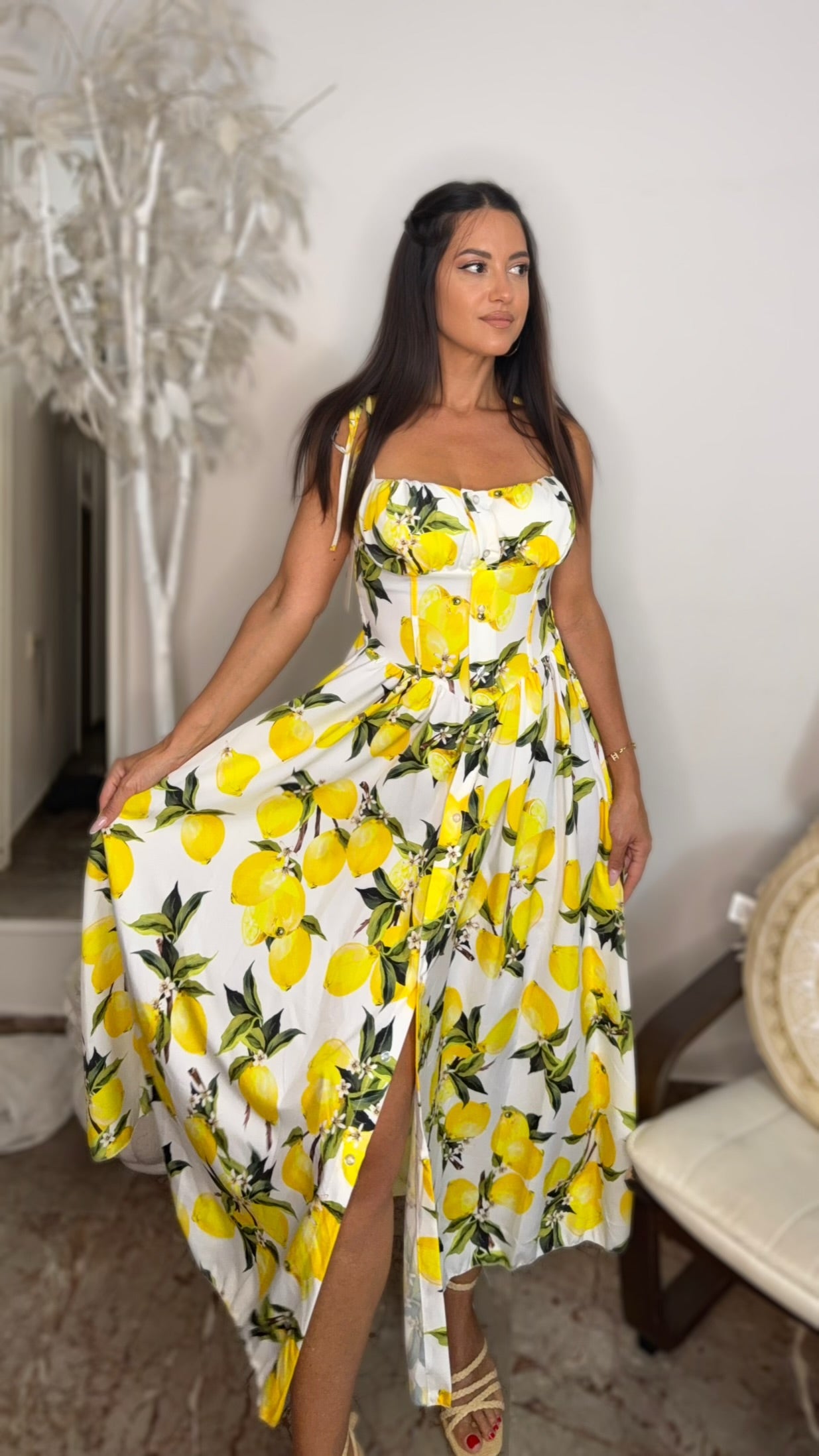Amalfi Lemon white dress