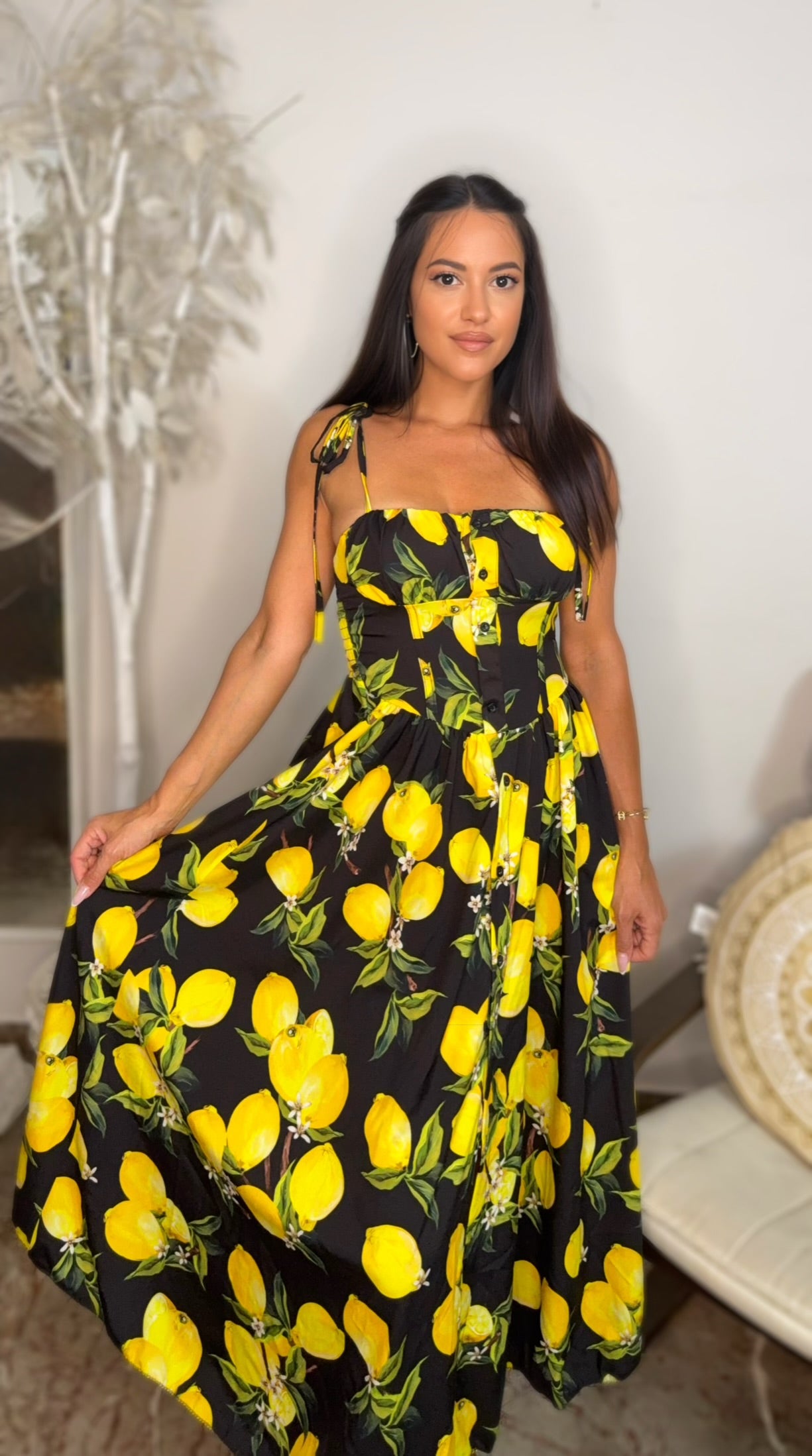 Amalfi Lemon black dress